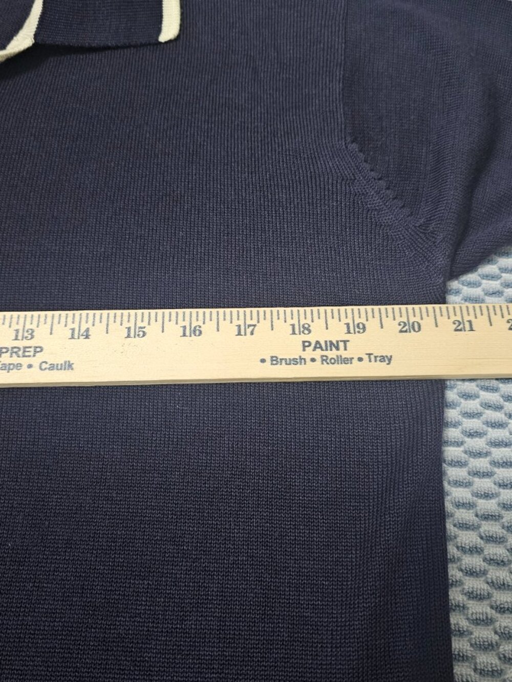 Stride Men's Knitted Polo Shirt Navy Blue with White Contrast Trim – Size Large - Picture 5 of 6